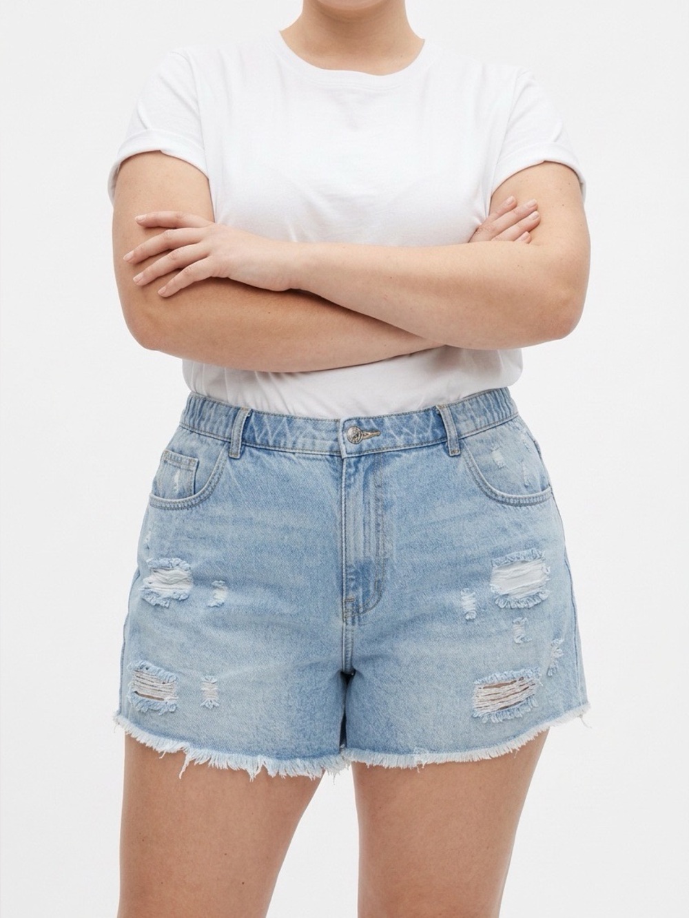 SHEIN Light Blue Distressed Denim Jean Shorts